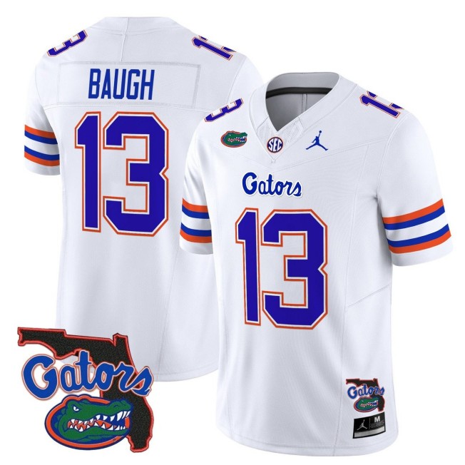 Men's Florida Gators #13 Jadan Baugh White 2025 FUSE Vapor Limited NCAA Football Jordan Brand Jersey - Florida Patch