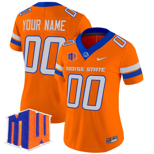 Women's Boise State Broncos Custom 2025 Nike Vapor Limited Football Jersey Orange - All Stitched
