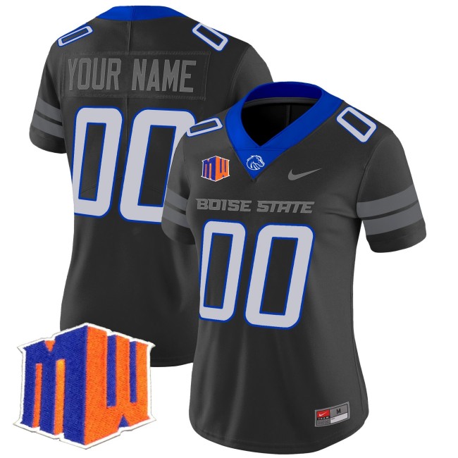 Women's Boise State Broncos Custom 2025 Nike Vapor Limited Football Jersey Black - All Stitched