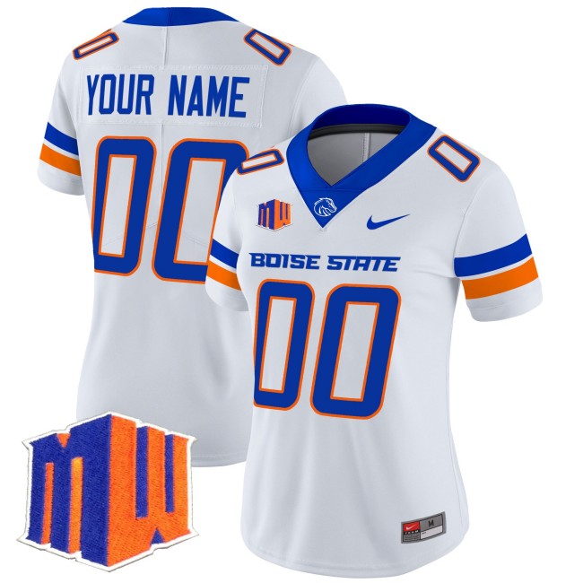 Women's Boise State Broncos Custom 2025 Nike Vapor Limited Football Jersey White - All Stitched