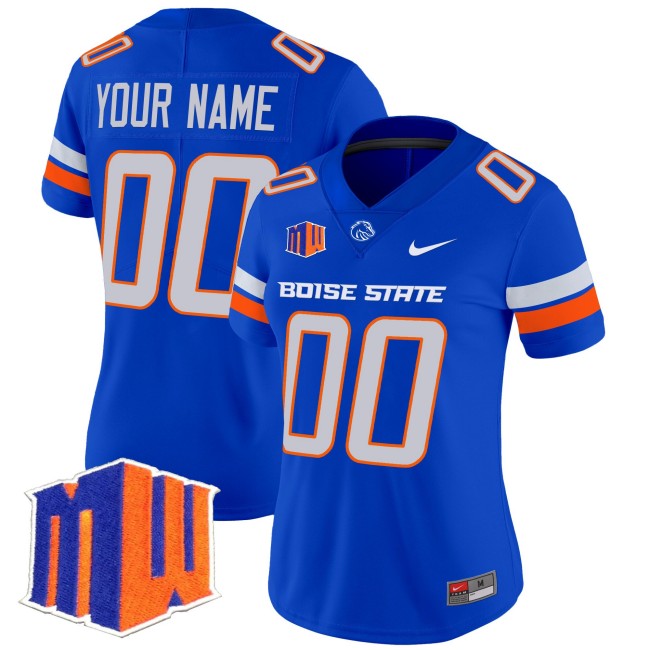 Women's Boise State Broncos Custom 2025 Nike Vapor Limited Football Jersey Royal - All Stitched