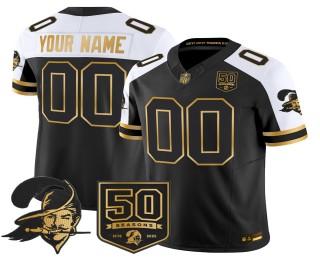 Tampa Bay Buccaneers Custom Throwback 50th Season Patch Black Alternate Gold FUSE Nike Vapor Stitched NFL Jersey