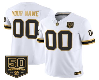 Tampa Bay Buccaneers Custom Throwback 50th Season Patch White Gold FUSE Nike Vapor Limited Stitched NFL Jersey