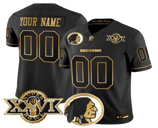 Custom Nike Washington Redskins Throwback 1992 Super Bowl XXVI Patch Black Gold FUSE Vapor Limited Stitched NFL Jersey