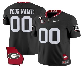 Nike Georgia Bulldogs Custom Black 2025 FUSE Georgia Map & Vince Dooley Patch Vapor Limited Football Jersey - All Stitched
