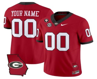 Nike Georgia Bulldogs Custom Red 2025 FUSE Georgia Map & Vince Dooley Patch Vapor Limited Football Jersey - All Stitched