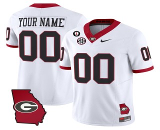 Nike Georgia Bulldogs Custom White 2025 FUSE Georgia Map & Vince Dooley Patch Vapor Limited Football Jersey - All Stitched