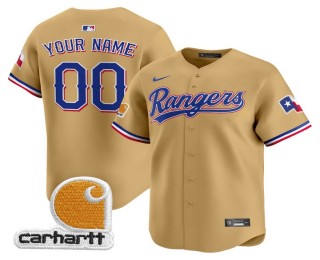 Nike Texas Rangers Custom Gold With 'Carhartt' Patch Stitched MLB Baseball Jersey