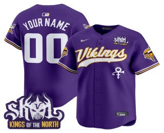 Nike Minnesota Vikings Custom 'King Of The North Patch' Purple MLB Limited Baseball Jersey - All Stitched