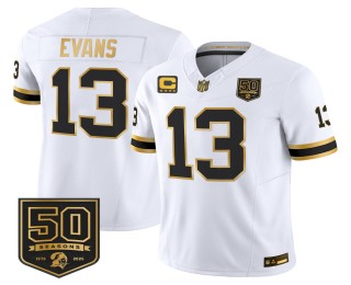 Men's Tampa Bay Buccaneers #13 Mike Evans White Gold Nike FUSE Vapor Stitched Throwback Jersey - 50th Season & 4-star C Patch
