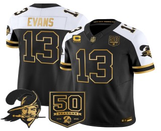 Men's Tampa Bay Buccaneers #13 Mike Evans Nike FUSE Black Alternate Gold Vapor Stitched Throwback Jersey - 50th Season & 4-star C Patch
