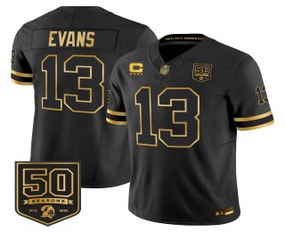 Men's Tampa Bay Buccaneers #13 Mike Evans Black Gold Nike FUSE Vapor Stitched Throwback Jersey - 50th Season & 4-star C Patch