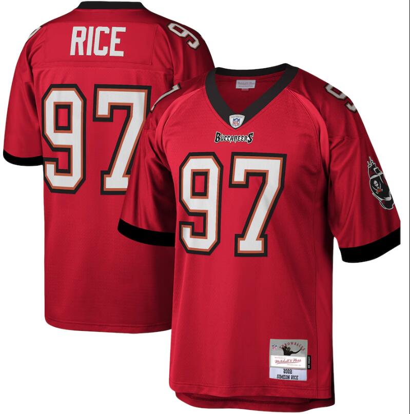 Men's Tampa Bay Buccaneers #97 Simeon Rice Red 2002 Throwback Stitched Football Jersey