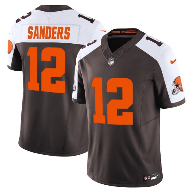 Men's Cleveland Browns #12 Shedeur Sanders Brown White 'Alpha Dawg Edition' Nike FUSE Vapor Limited NFL Jersey