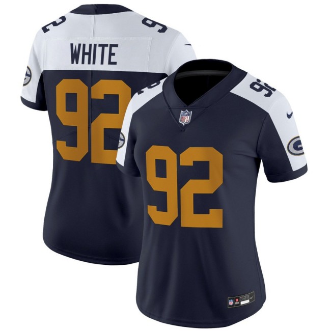 Women's Green Bay Packers #92 Reggie White Navy Alternate The 1923 Classic Nike Vapor Limited Stitched NFL Jersey
