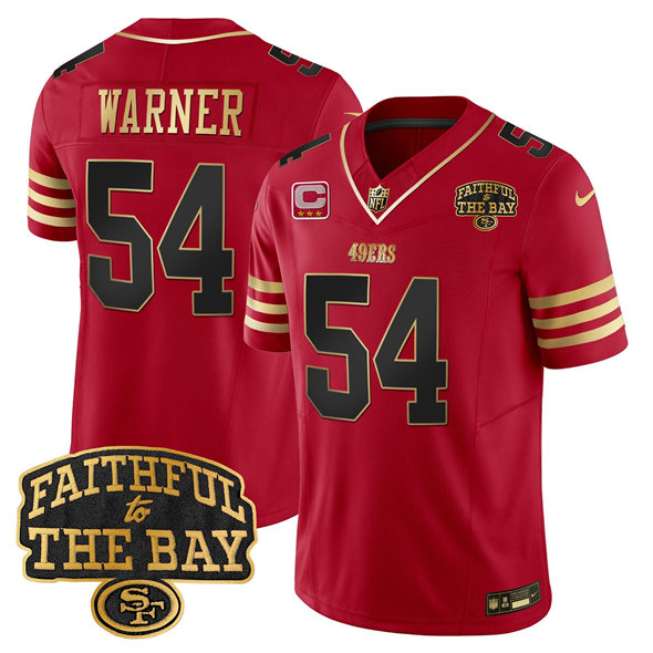 Men's San Francisco 49ers #54 Fred warner Red 2025 F.U.S.E. 3-Star C With Faithful To The Bay Patch Limited V8 Stitched Football Jersey