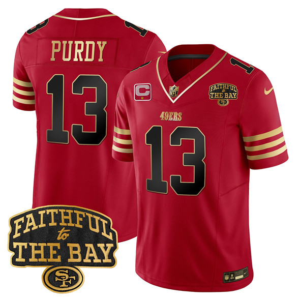 Men's San Francisco 49ers #13 Brock Purdy Red 2025 F.U.S.E. 1-Star C With Faithful To The Bay Patch Limited V8 Stitched Football Jersey