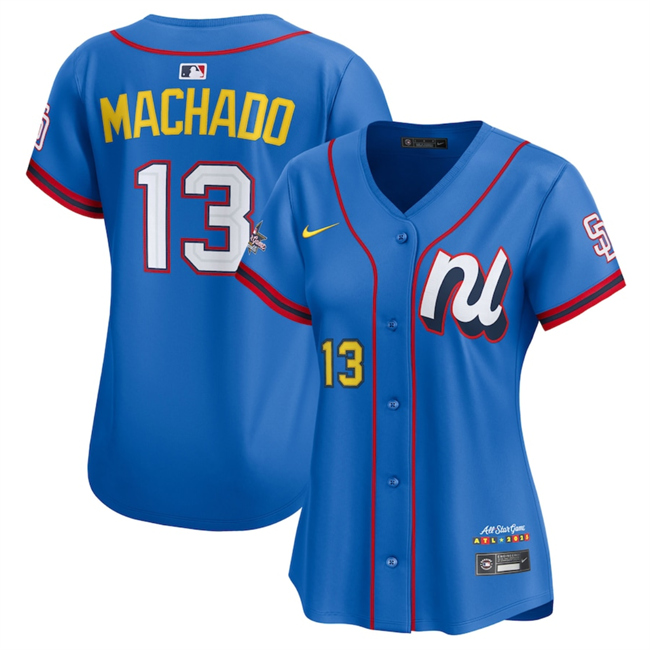 Women's National League #13 Manny Machado Blue 2025 All-Star Edition Limited Stitched Baseball Jersey