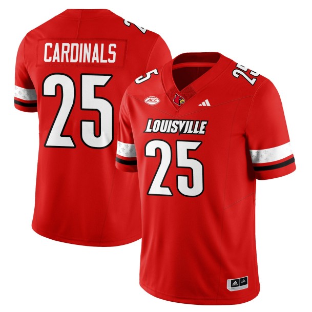 Men's Louisville Cardinals #25 Red 2025 Vapor Stitched Football Jersey
