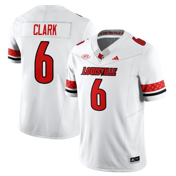 Men's Louisville Cardinals #6 Stanquan Clark White 2025 Vapor Stitched Football Jersey