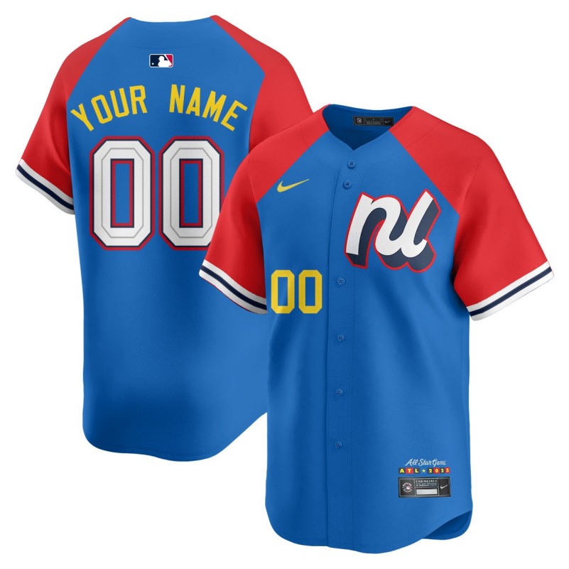 Custom National League 2025 MLB All-Star Limited Stitched Baseball Jersey V2 Blue Red