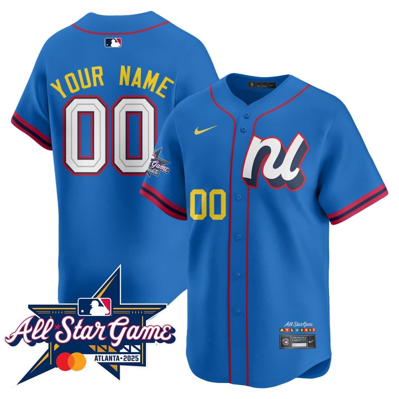 Custom National League 2025 MLB All-Star Limited Stitched Baseball Jersey V2 Blue Patched