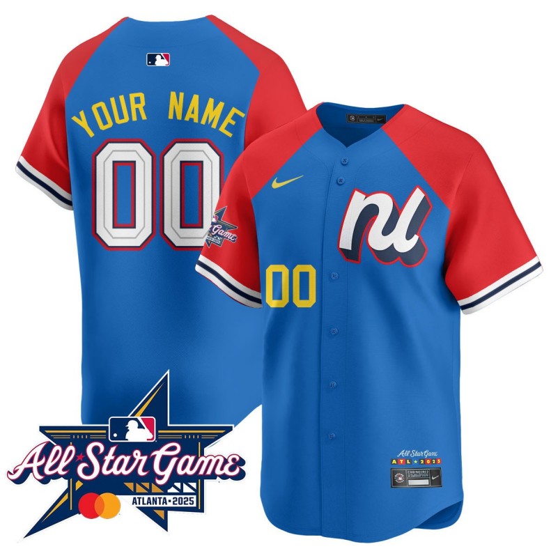 Custom National League 2025 MLB All-Star Limited Stitched Baseball Jersey V2 Blue Red Patched