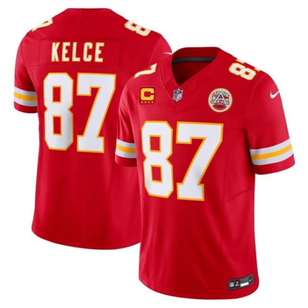 Women's Kansas City Chiefs #87 Travis Kelce Red 4-Star C Patch F.U.S.E. Limited Stitched Jersey