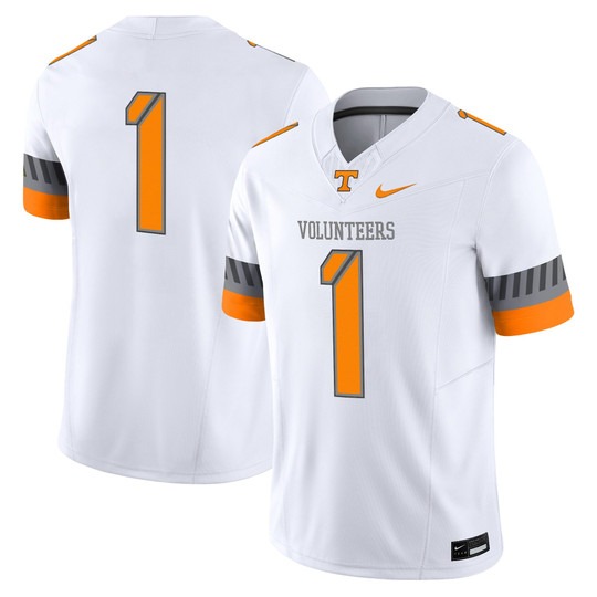 Men's Tennessee Volunteers #1 White 2025 'Smokey Grey Series' Vapor Limited Stitched Football Jersey