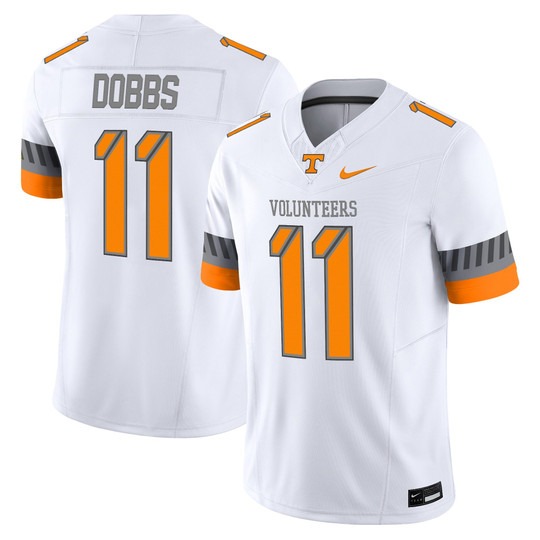 Men's Tennessee Volunteers #11 Joshua Dobbs 2025 'Smokey Grey Series' Vapor Limited Stitched Football Jersey White