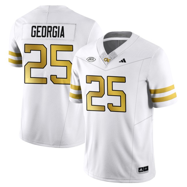Men's Georgia Tech Yellow Jackets #25 Georgia White 2025 Limited Stitched Football Jersey