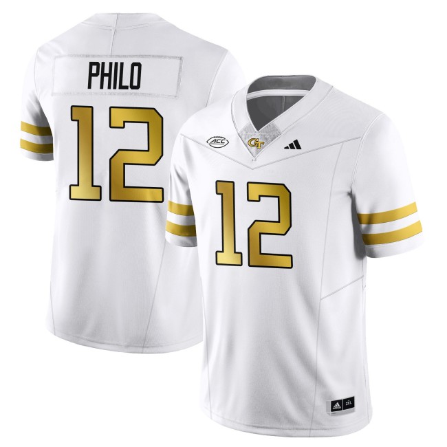 Men's Georgia Tech Yellow Jackets #12 Aaron Philo White 2025 Limited Stitched Football Jersey