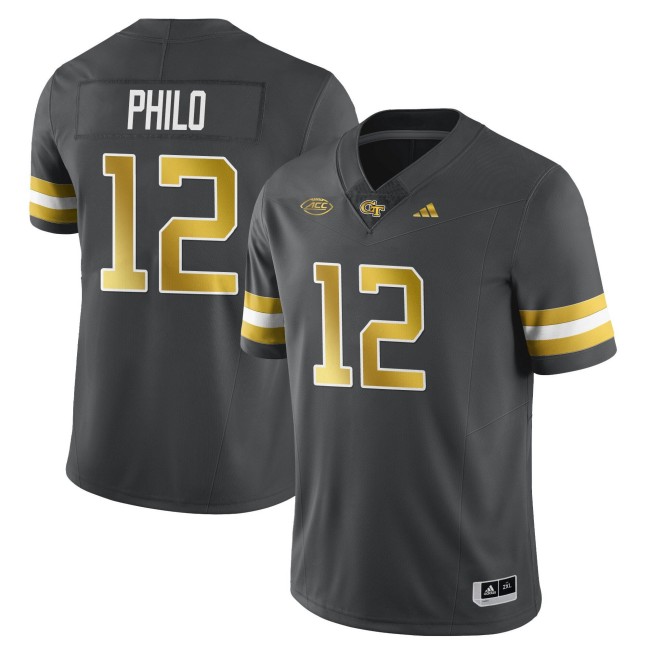 Men's Georgia Tech Yellow Jackets #12 Aaron Philo Dark Gray 2025 Limited Stitched Football Jersey