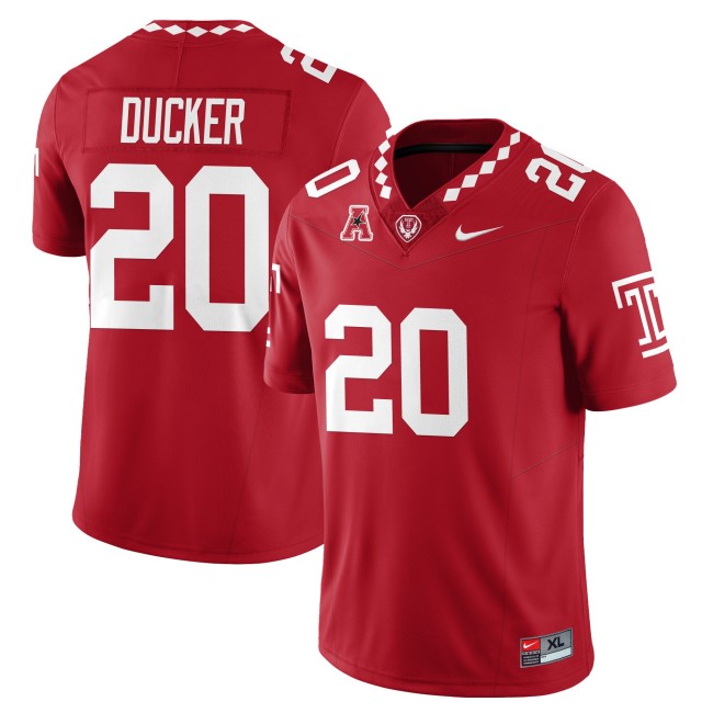 Men's Temple Owls #20 Jay Ducker Red 2025 Vapor Limited Stitched Football Jersey