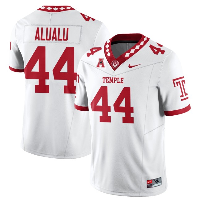 Men's Temple Owls #44 Tyree Alualu White 2025 Vapor Limited Stitched Football Jersey