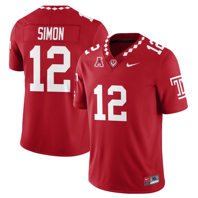 Men's Temple Owls #12 Evan Simon Red 2025 Vapor Limited Stitched Football Jersey