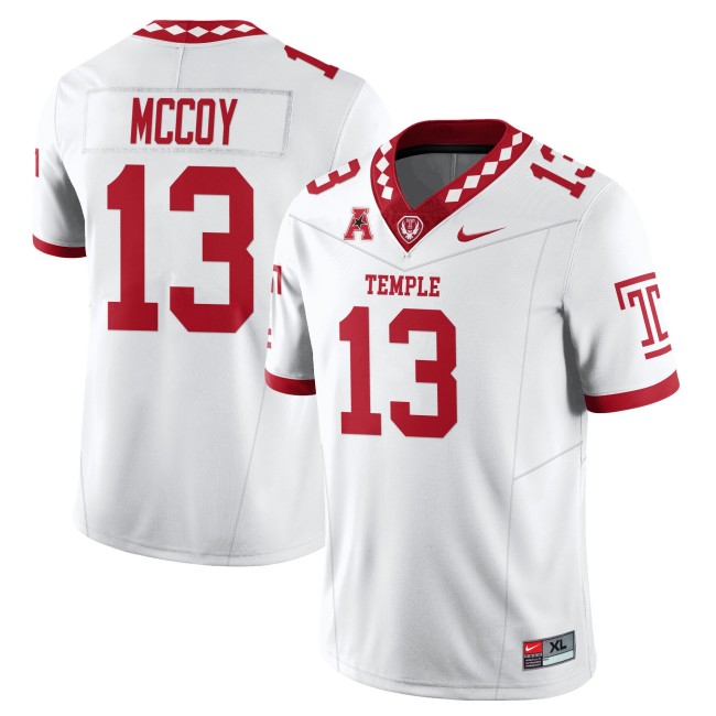 Men's Temple Owls #13 Gevani McCoy White 2025 Vapor Limited Stitched Football Jersey