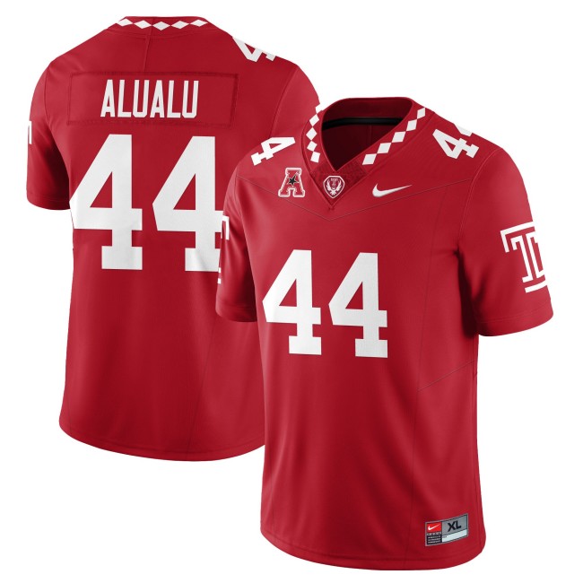Men's Temple Owls #44 Tyree Alualu Red 2025 Vapor Limited Stitched Football Jersey