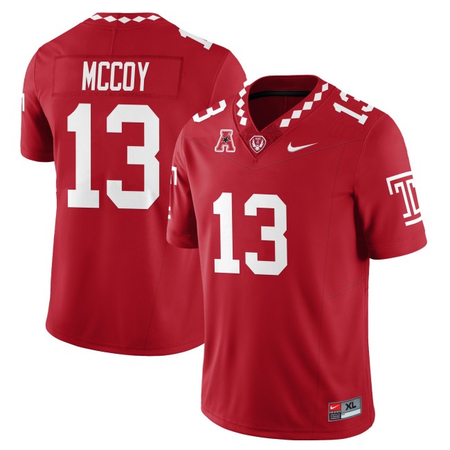 Men's Temple Owls #13 Gevani McCoy Red 2025 Vapor Limited Stitched Football Jersey