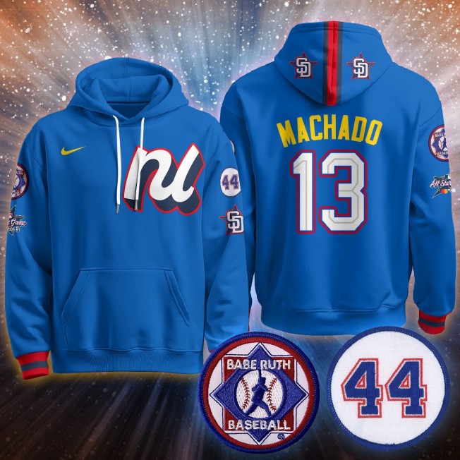 Men's National League #13 Manny Machado Blue 2025 MLB All-Star Stitched Hoodie