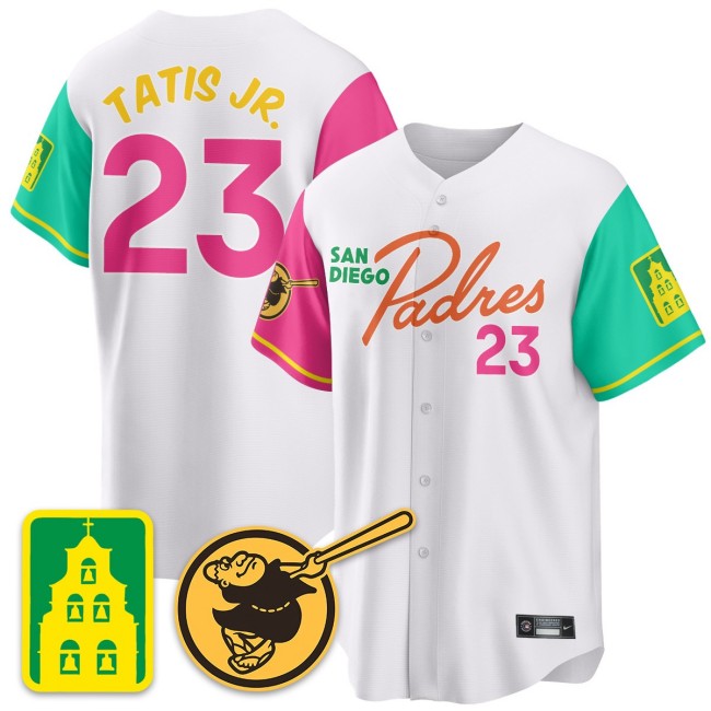 Men's San Diego Padres #23 Fernando Tatis Jr. White City Connect City Concept Stitched Baseball Jersey