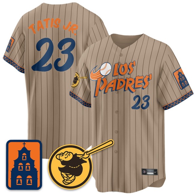 Men's San Diego Padres #23 Fernando Tatis Jr. City Connect City Concept Stitched Baseball Jersey - Khaki