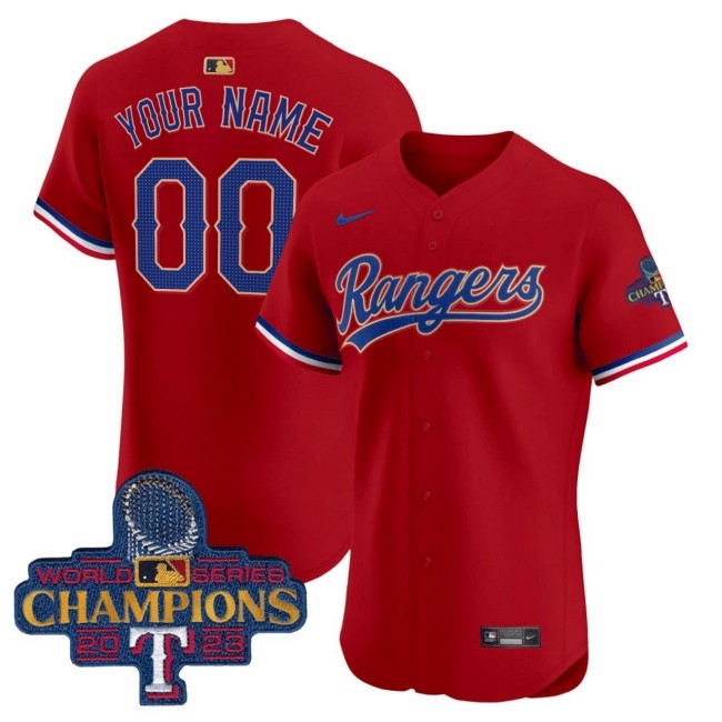 Texas Rangers Custom Red 2023 World Series Champions MLB Elite Stitched Baseball Jersey