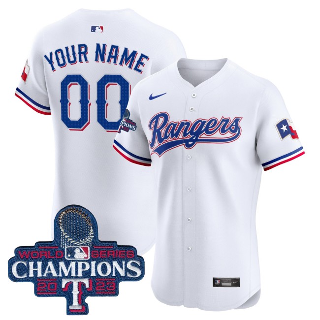 Texas Rangers Custom White Nike 2023 World Series Champions MLB Elite Jersey
