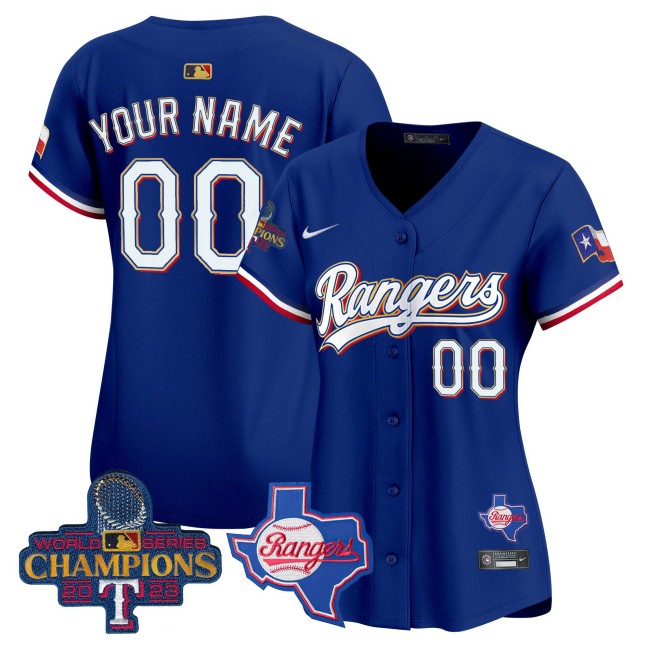 Texas Rangers Nike 2023 World Series Champions Gold Trim MLB Limited Custom Jersey - Royal