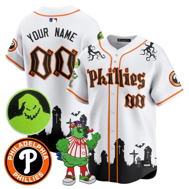 Philadelphia Phillies Oogie Boogie & Phanatic Custom  Limited Stitched MLB Jersey - White