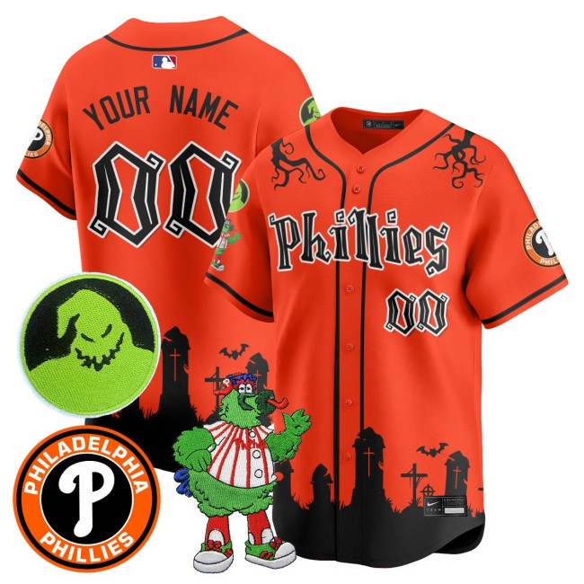 Philadelphia Phillies Oogie Boogie & Phanatic Custom  Limited Stitched MLB Jersey - Orange
