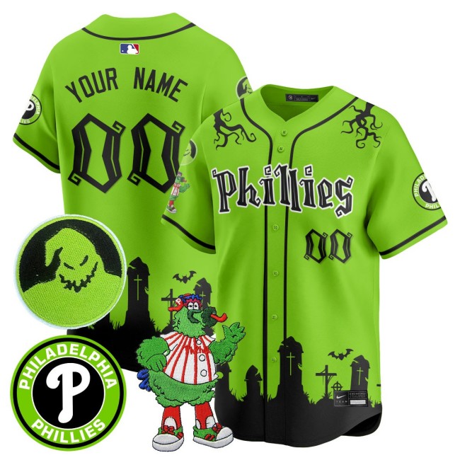 Philadelphia Phillies Oogie Boogie & Phanatic Custom  Limited Stitched MLB Jersey - Green