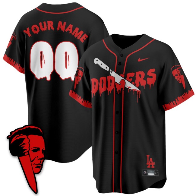 Los Angeles Dodgers 'Michael Myers' Limited Custom Nike Stitched Baseball Jersey - Black Red