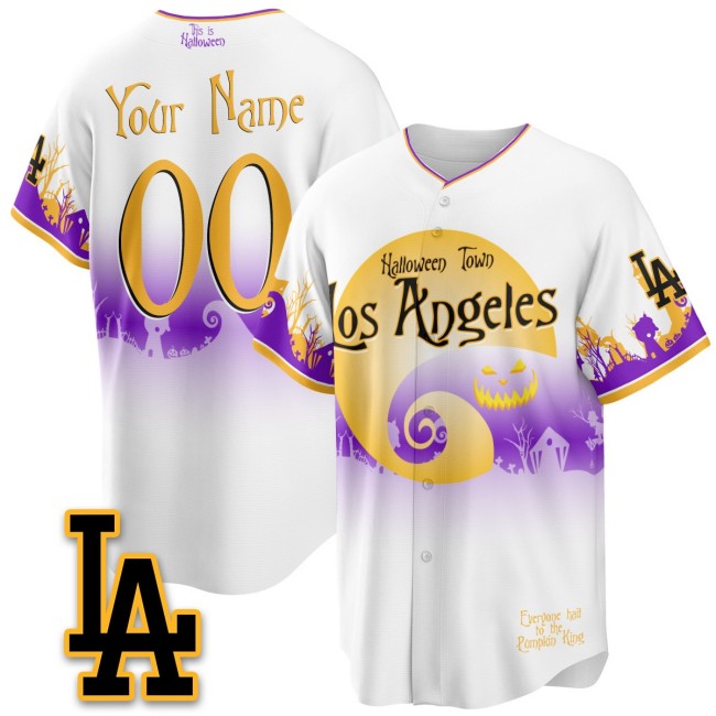 Los Angeles Dodgers Halloween Town Limited Custom Stitched Baseball Jersey - White